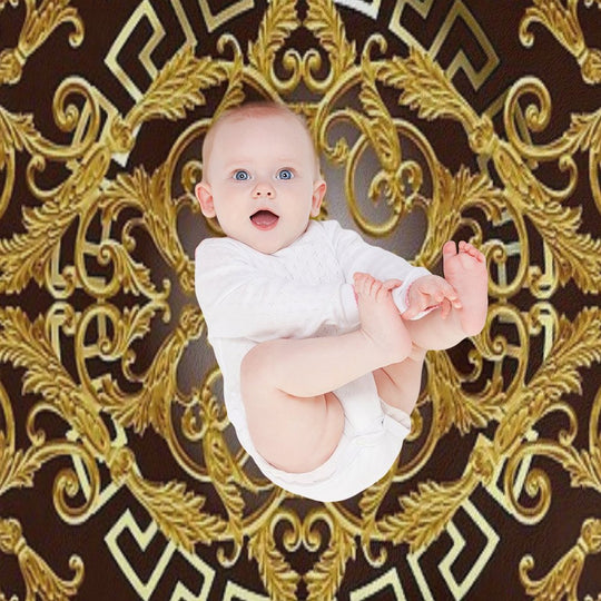 Baroque Greek Keys Gold Maroon Eco-conscious Throw Blanket