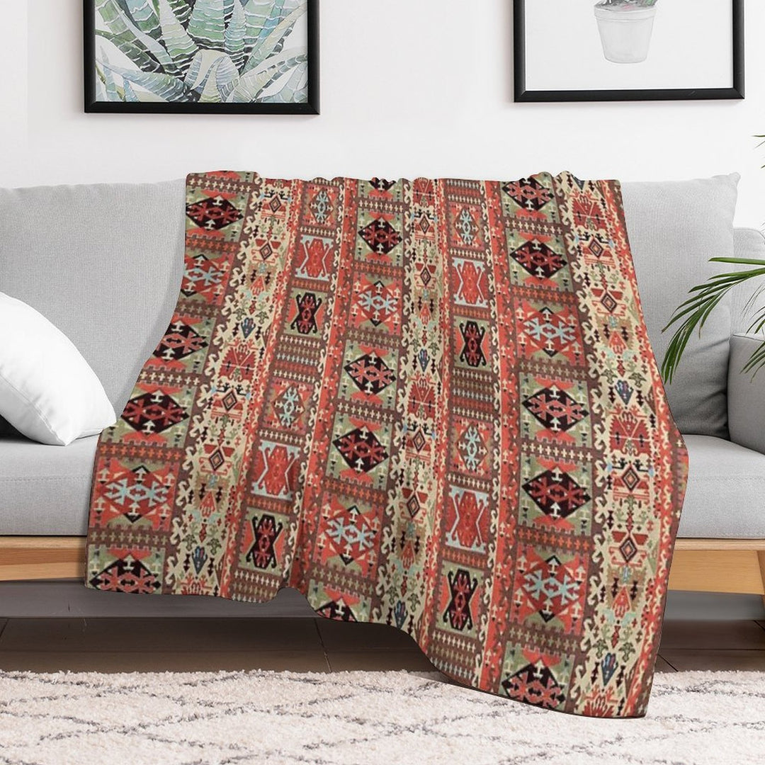 Turkish Kilim Fantasy Magic Carpet Velvety-soft Throw Blanket