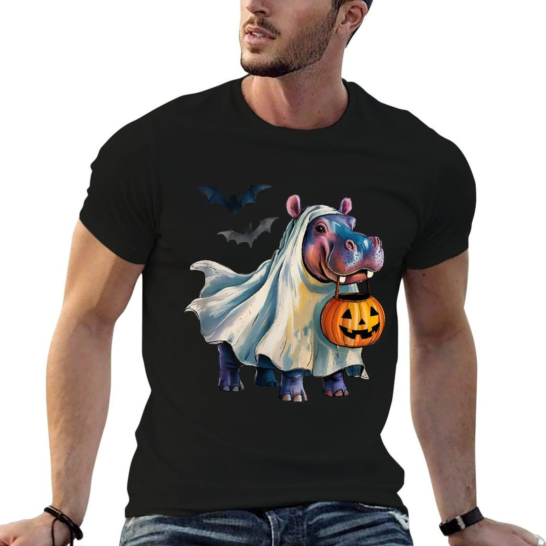 Cute Hippo Halloween Pumpkin Hippopotamus Costume Girls  Soft T-Shirt