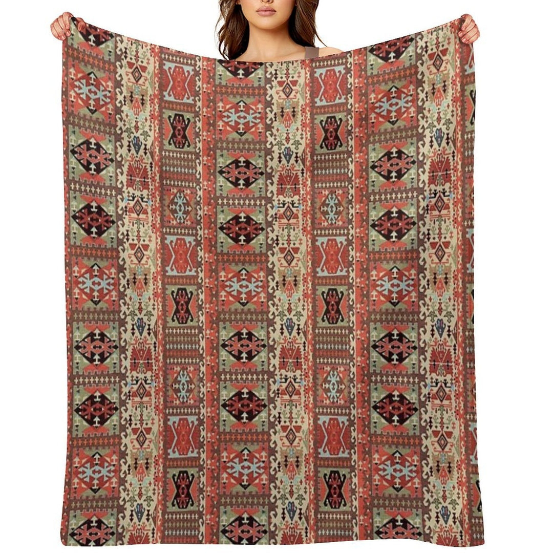 Turkish Kilim Fantasy Magic Carpet Velvety-soft Throw Blanket