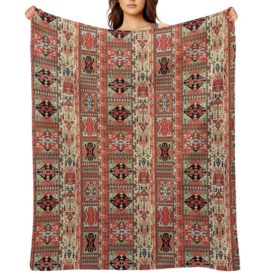 Turkish Kilim Fantasy Magic Carpet Velvety-soft Throw Blanket