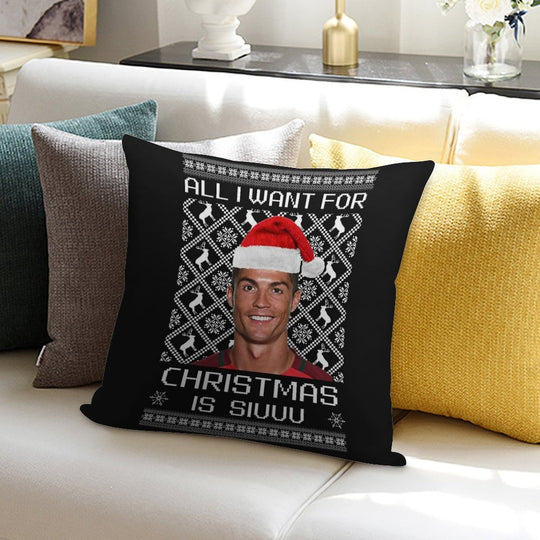 Cristiano Ronaldo Siuuu Christmas Sweater Soft Ultra-Soft Texture Throw Pillow