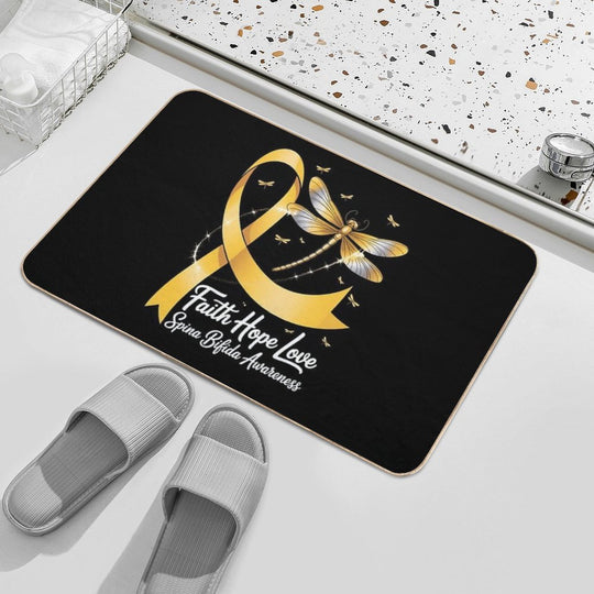Faith Hope Love Spina Bifida Awareness Dragonfly  Eco-Friendly Bath Mat