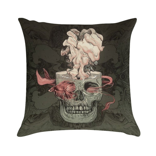 Skull And Red Fish Soft Easy Maintenance Throw Pillow