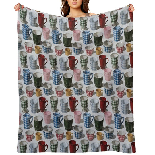 Realistic Still Life Mugs Pattern Versatility Throw Blanket