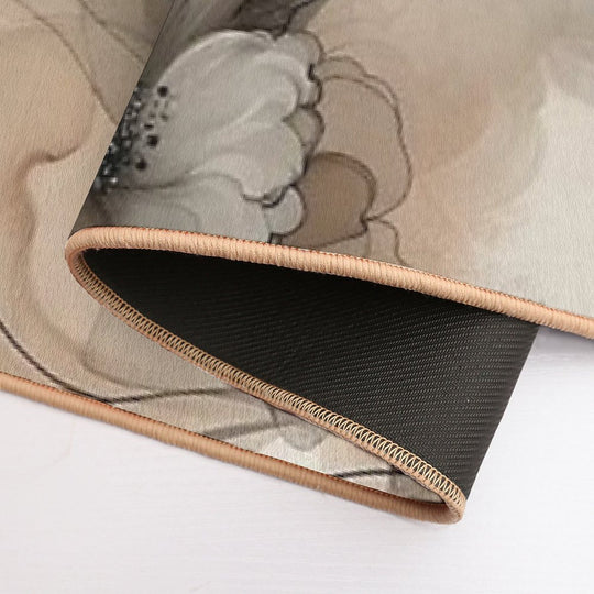 Beige Bloom Shadows  Anti-Trip Bath Mat