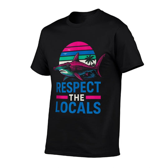Respect The Locals Hammerhead Shark Vintage Mens Surf.  Stretchy T-Shirt