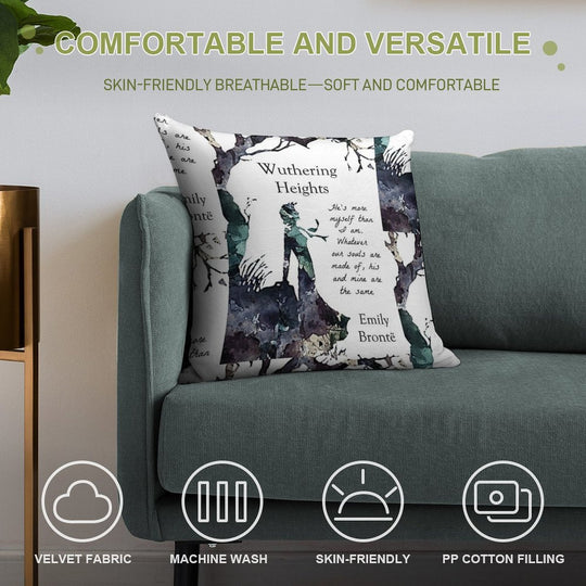 Wuthering Heights, Emily Bronte Soft Easy Maintenance Throw Pillow