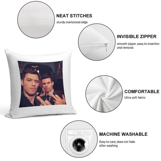Klaus And Elijah Mikaelson Soft Hidden Zipper Throw Pillow