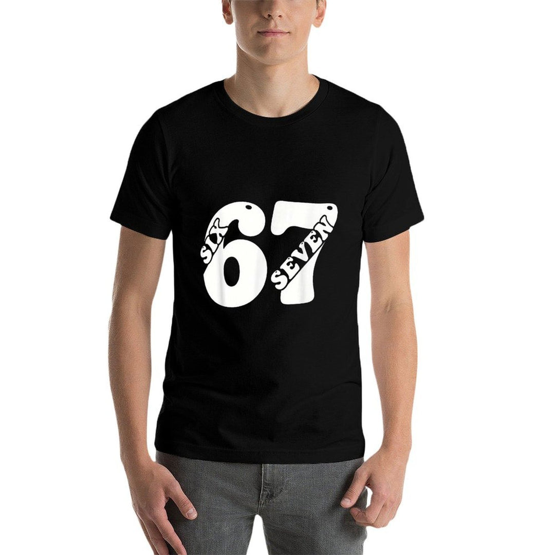 Fun Six Seven 6 7 Meme Design Groovy  Cotton T-Shirt