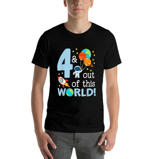 4 & Out Of This World Funny 4th Birthday Gifts Four Year Old  Stretchy T-Shirt