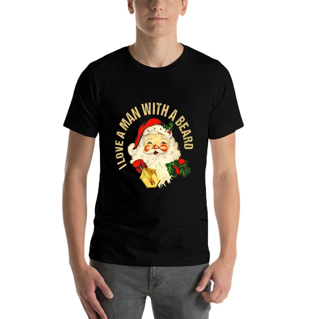 Funny Christmas Santa Beard I Love A Man With A Beard Xmas  Durable T-Shirt