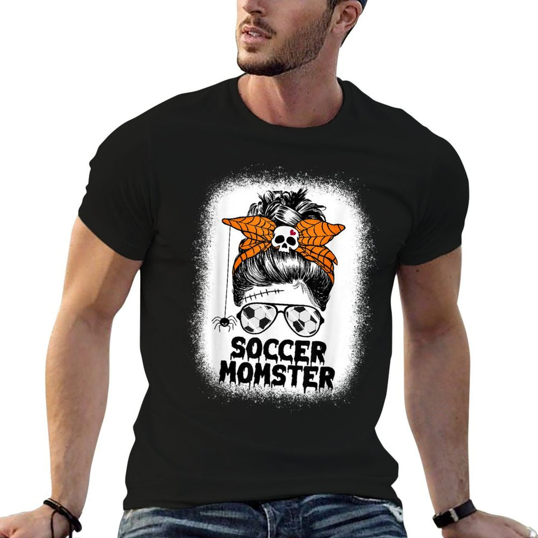 Soccer Mom Life Messy Bun Halloween Women Soccer Momster  Tagless Design T-Shirt