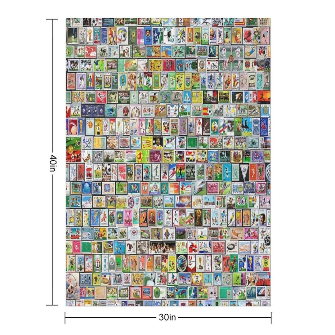 Soccer Stamps Lightweight Throw Blanket