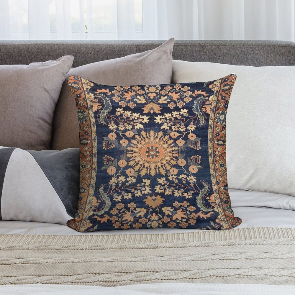 Sarouk Persian Floral Rug Print Soft Style Accent Throw Pillow