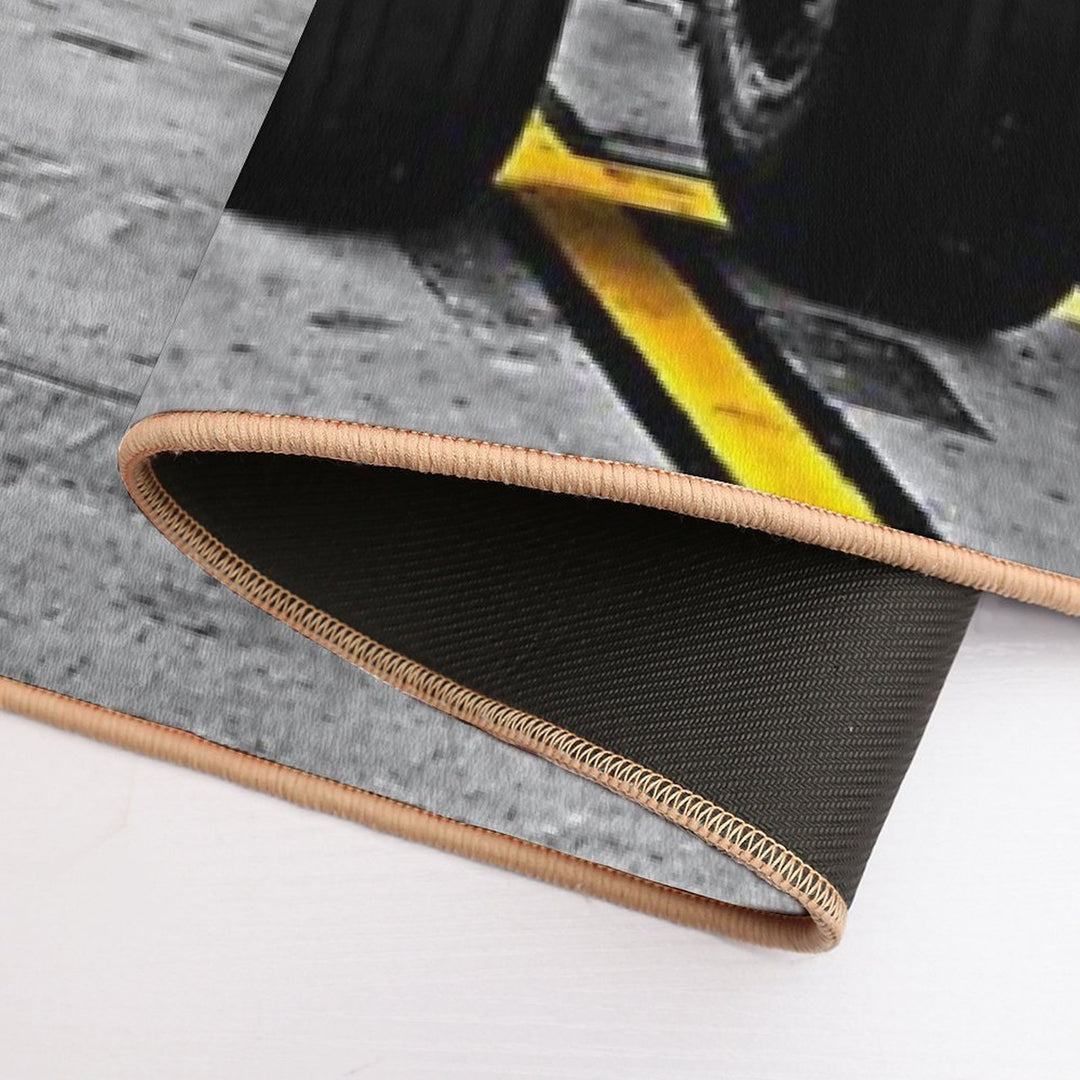 Copy of Boeing 747 Nose Wheel Parked on Yellow Line  Repositionable Bath Mat