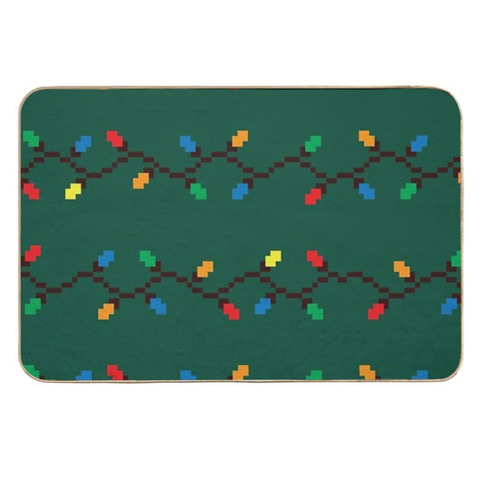 Pixel Christmas Lights  Stain-Proof Bath Mat