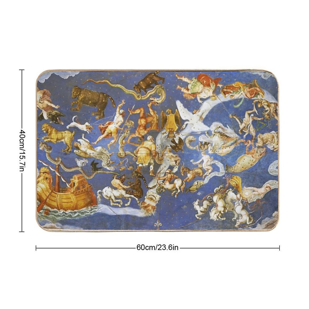 RENAISSANCE ASTROLOGY ,MYTHOLOGICAL FIGURES, ZODIACAL SIGNS WITH CONSTELLATIONS  Absorbent Bath Mat