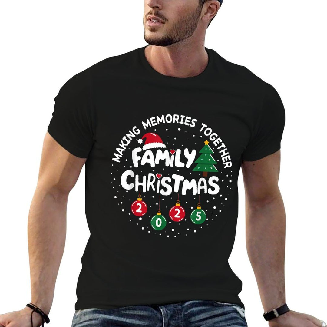 Family Christmas 2025 Making Memories Funny Xmas Pajamas  Trendy Pattern T-Shirt