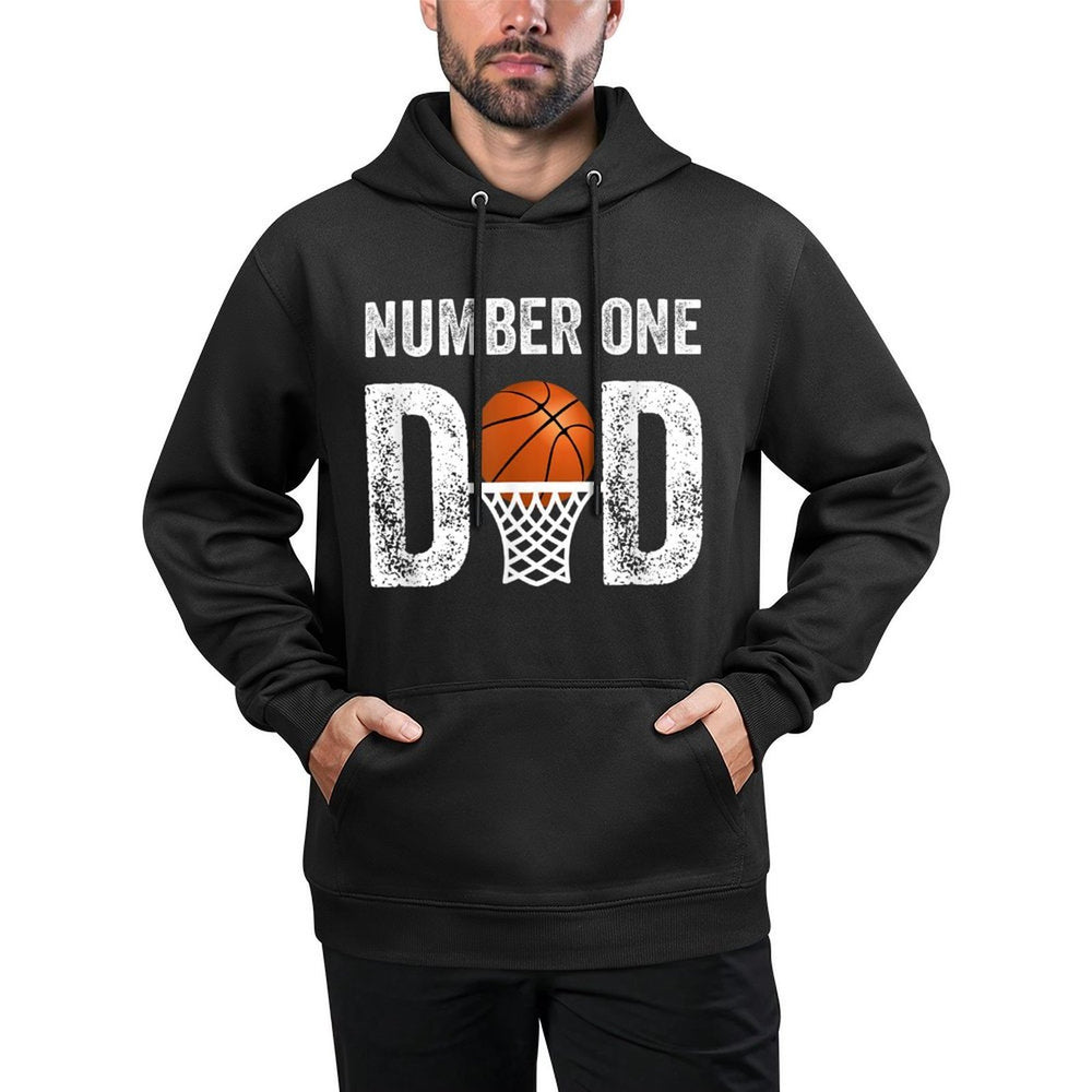 Number One Basketball Dad Fathers Day Men Best Daddy Ever Machine Washable Hoodie