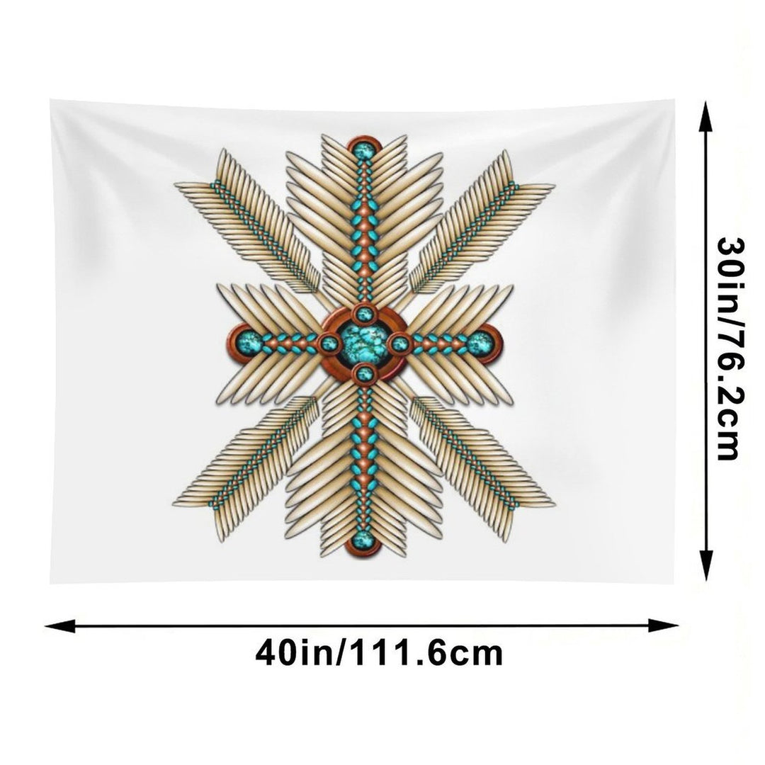 Bone And Turquoise Sunburst Tapestry
