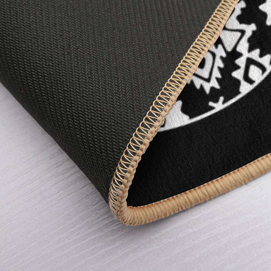 Aztec Tribal Serpent Dragon White  Toxin-Free Bath Mat