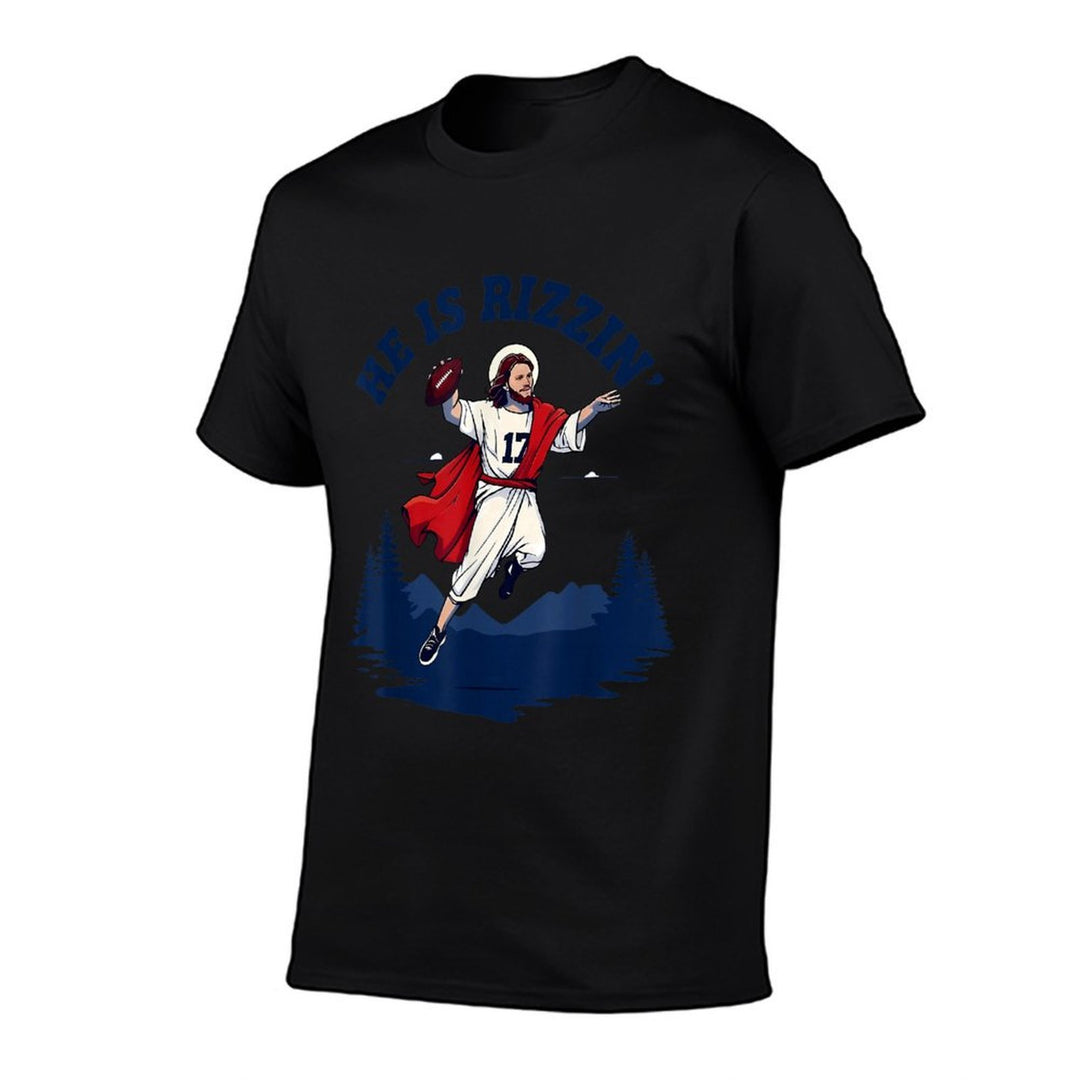 He Is Rizzin Jesus Playing Football Game Day Sports Rizz Comfortable T-Shirt