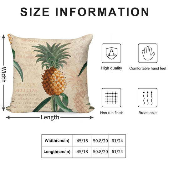 Vintage Pineapple Soft Hidden Zipper Throw Pillow