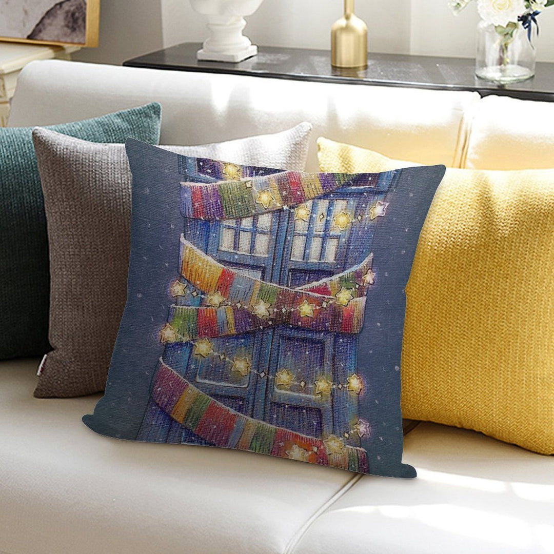 Christmas Police Box Soft Gift Ready Throw Pillow