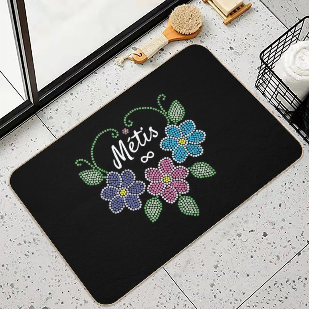 Metis Beaded Flowers  Easy To Clean Bath Mat