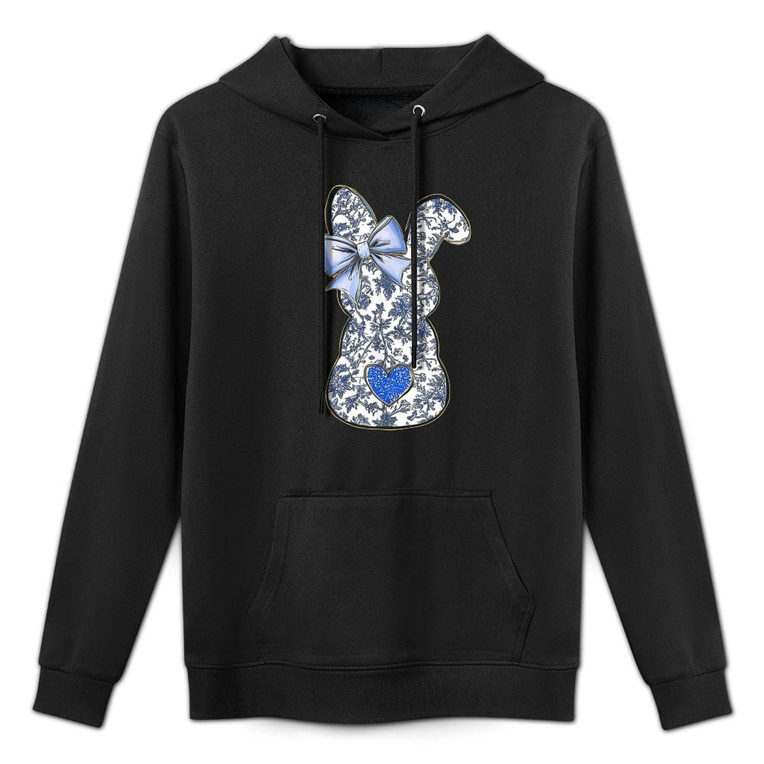 Easter Chinoiserie Floral Bunny With Cute Blue Bow Coquette Durable Construction Hoodie