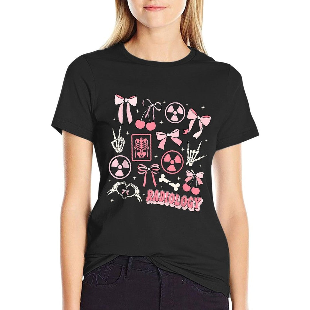 Retro Radiology Coquette Bow X-ray Radiologic Technologist  Oversized Silhouette T-Shirt