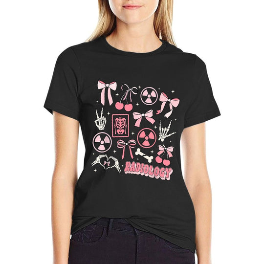 Retro Radiology Coquette Bow X-ray Radiologic Technologist  Oversized Silhouette T-Shirt