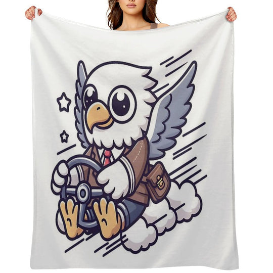 Kawaii Eagle A Steering Wheel Travel-friendly Throw Blanket