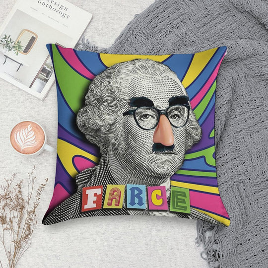 George Farce-ington Soft Shrink-Resistant Throw Pillow