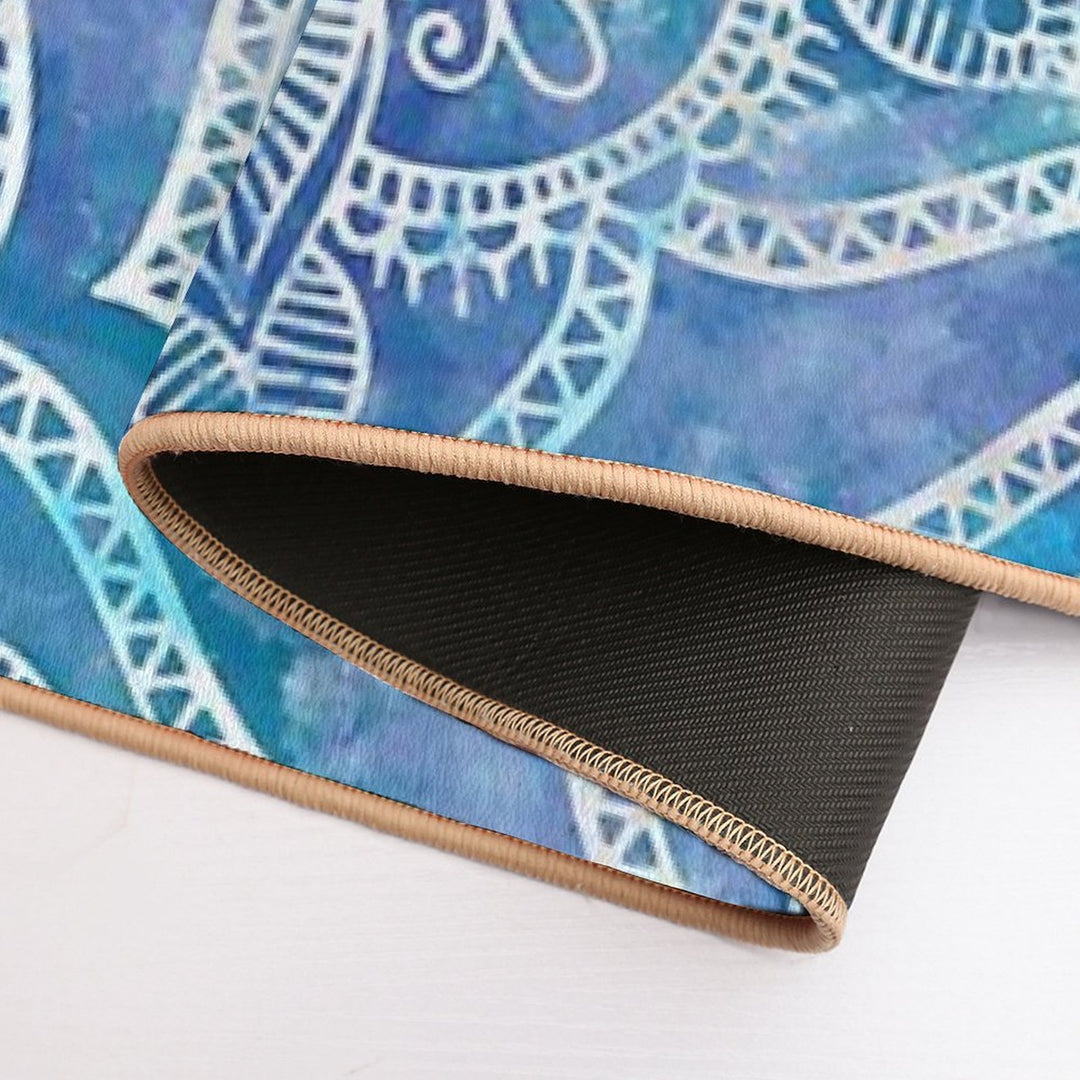 Flower of Life in Lotus - Watercolor Blue  Eco-Friendly Bath Mat