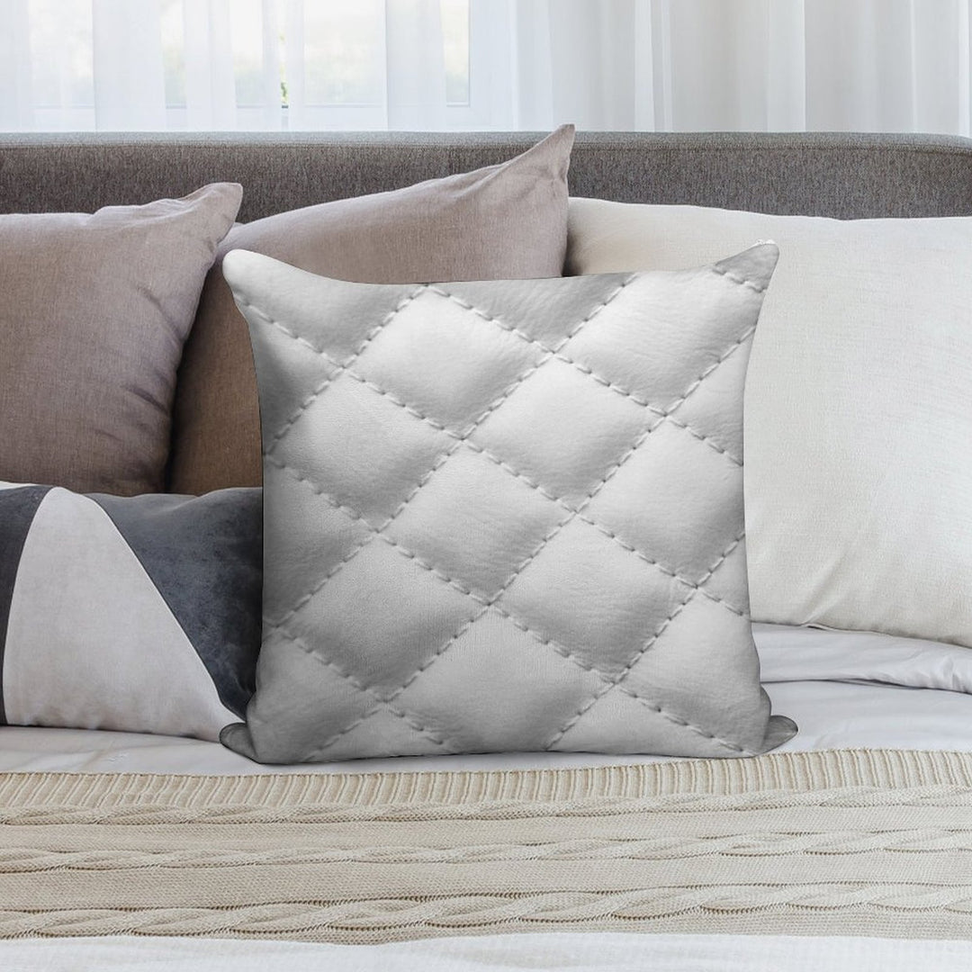 Quilted Leather Effect (white) Soft Ultra-Soft Texture Throw Pillow