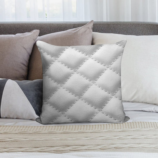 Quilted Leather Effect (white) Soft Ultra-Soft Texture Throw Pillow