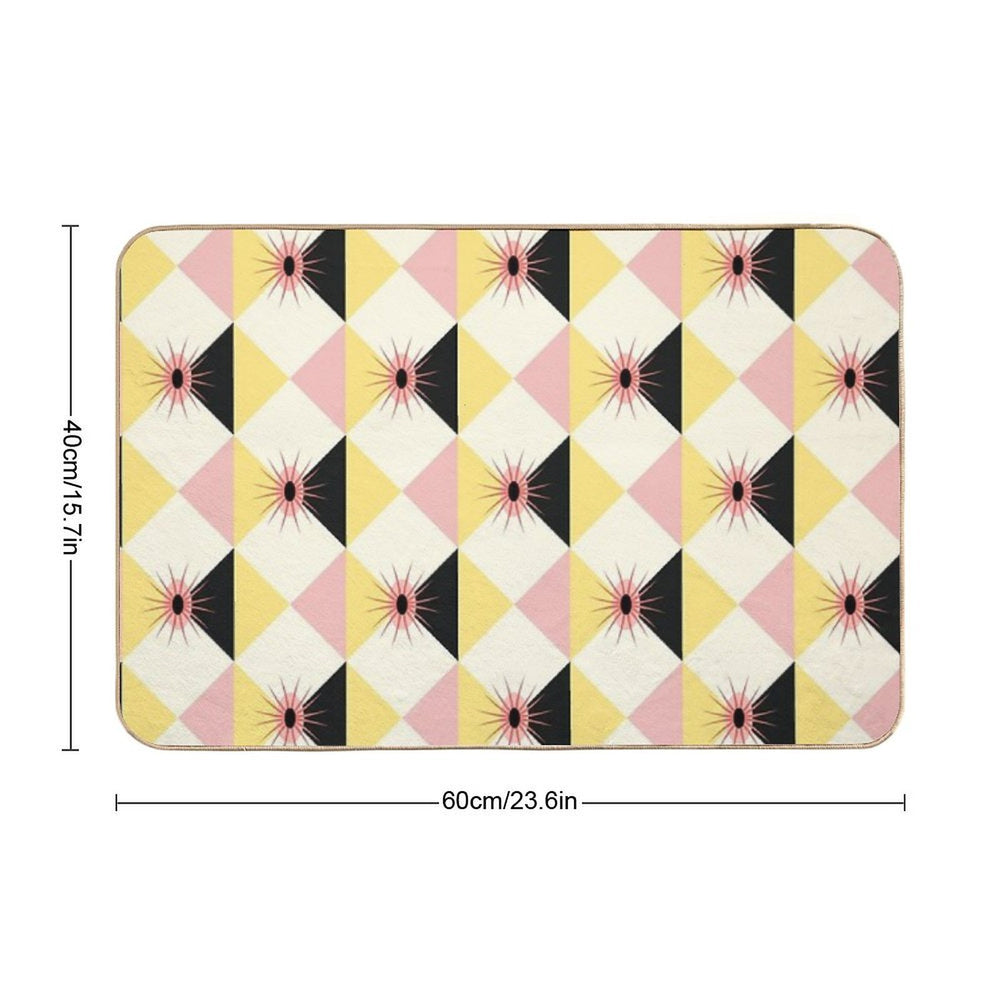 MCM Atomic Sunburst Blocks Yellow Pink Durable Bath Mat