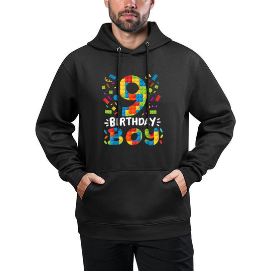 Kids 9 Years Old Building Blocks Builder 9th Birthday Boys Unisex Design Hoodie
