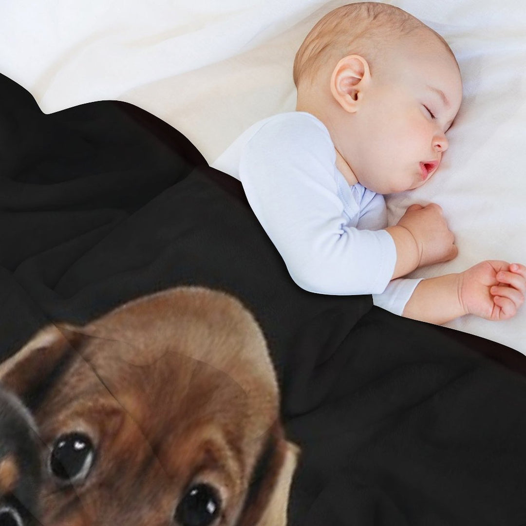 Dachshund Dog Portrait Photo Pupies Durable Throw Blanket