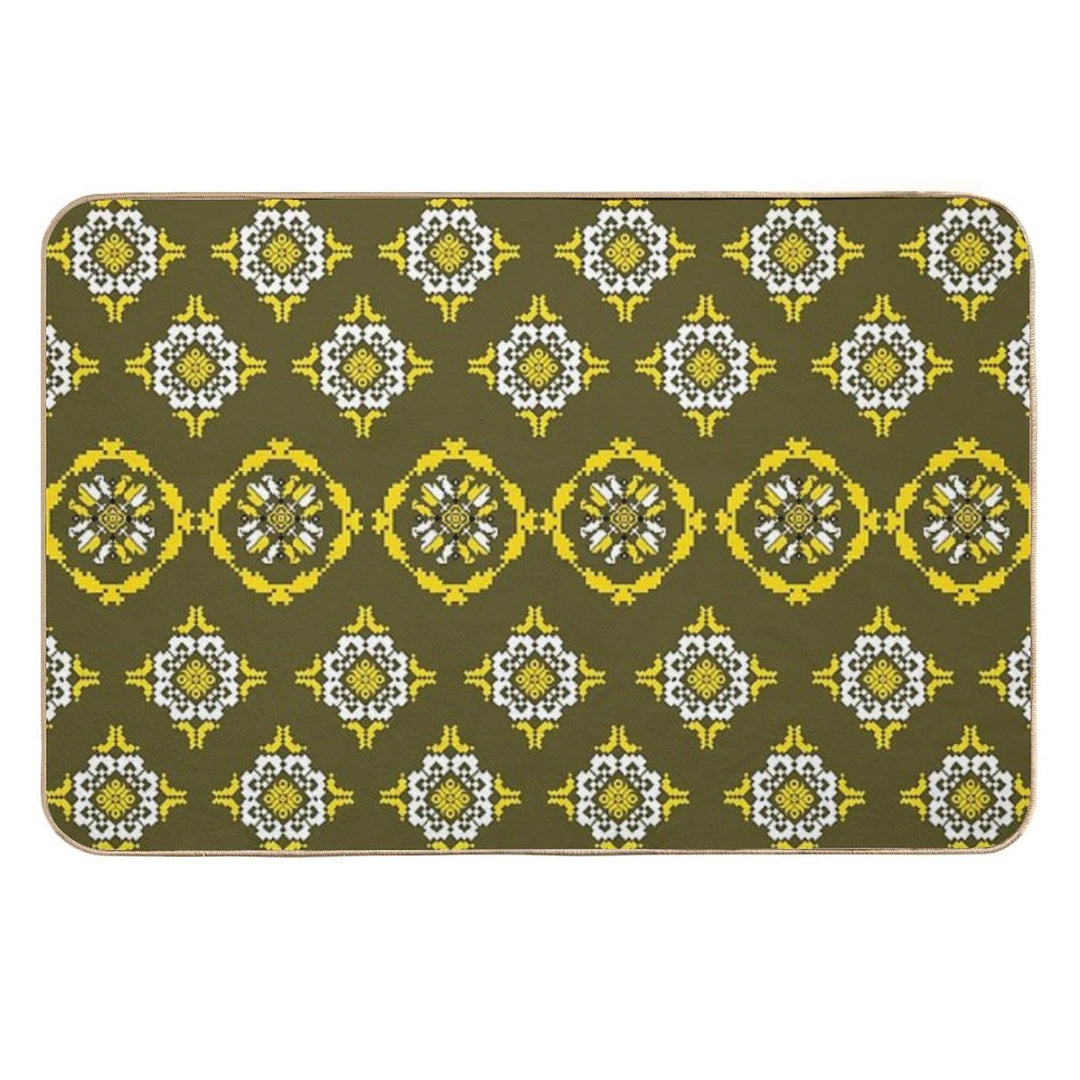 Verdant Harmony — A Dialogue in Diamond And Bloom Pattern Seamless  Versatile Bath Mat