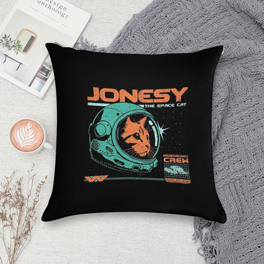 Jonesy The Space Cat Soft Home Decor Throw Pillow