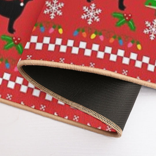 Black Labrador Happy Christmas Sweater Pattern  Pet-Safe Bath Mat