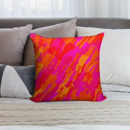Hot Fuchsia Orange Soft Fade-Resistant Throw Pillow