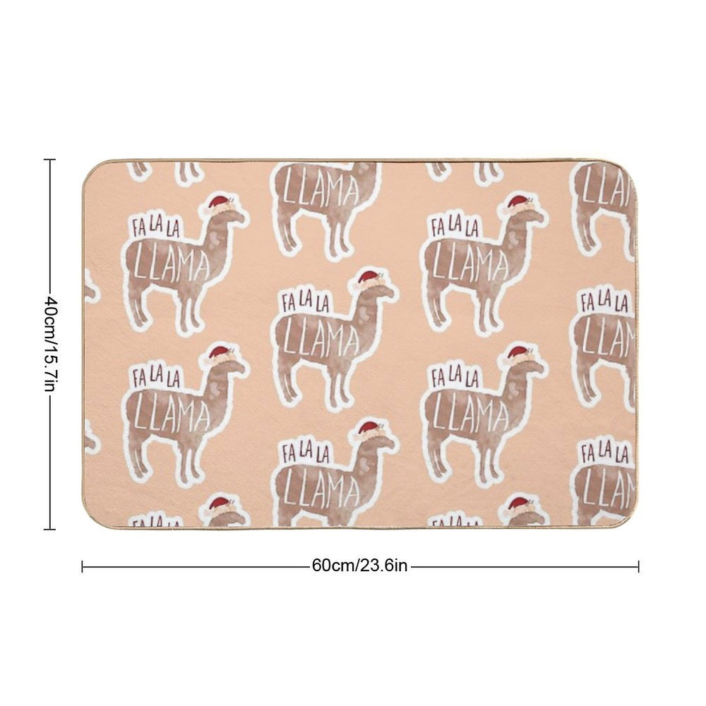 Fa La La Llama - Funny Llama Christmas Pun Sticker  Slip-Resistant Bath Mat