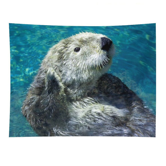 Adorable Sea Otter Cute Blue Water Tapestry