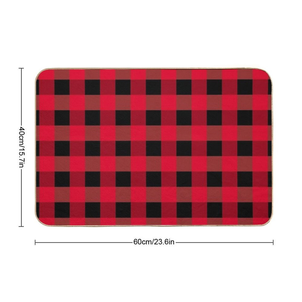 Buffalo Plaid Red And Black Checkered Pattern, Classic Lumberjack Design  Rapid-Drying Bath Mat