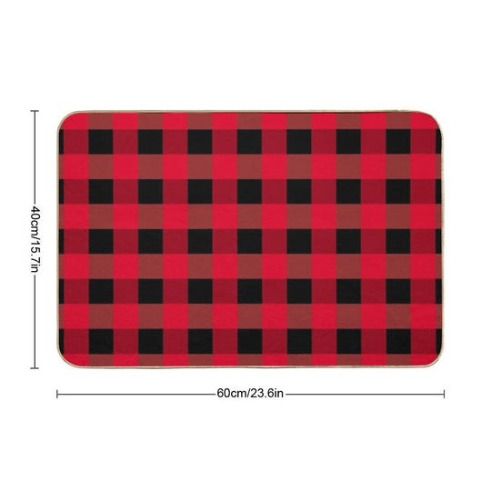 Buffalo Plaid Red And Black Checkered Pattern, Classic Lumberjack Design  Rapid-Drying Bath Mat