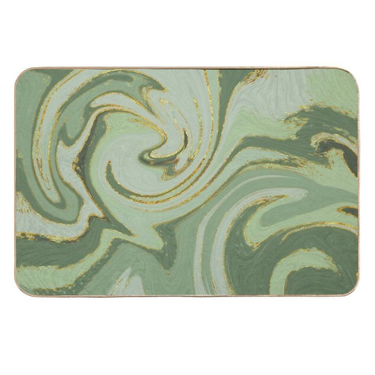 Green Marble Swirl Pattern Design Modern Waves  Rapid-Drying Bath Mat